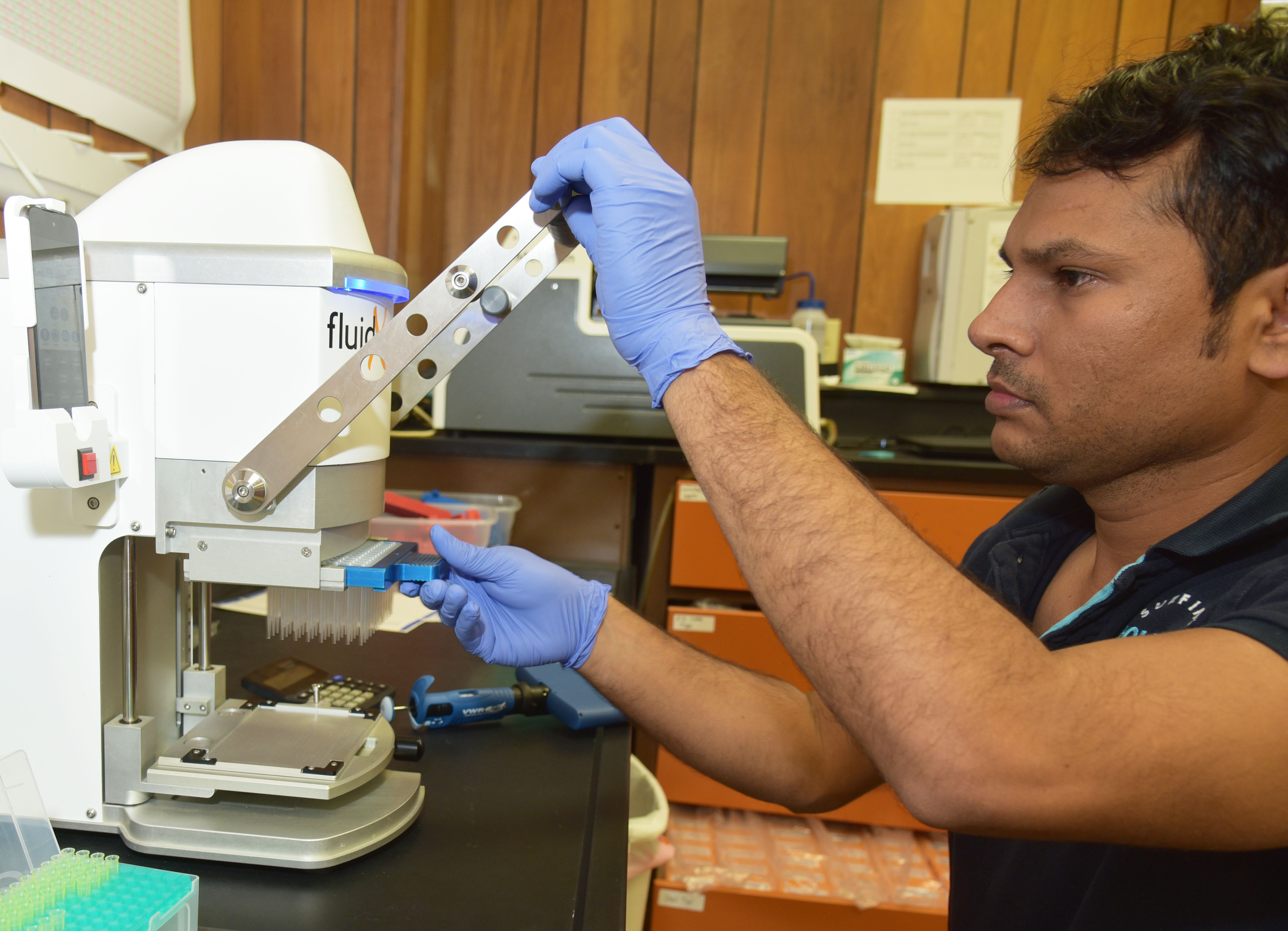 Brijesh Angira in his lab